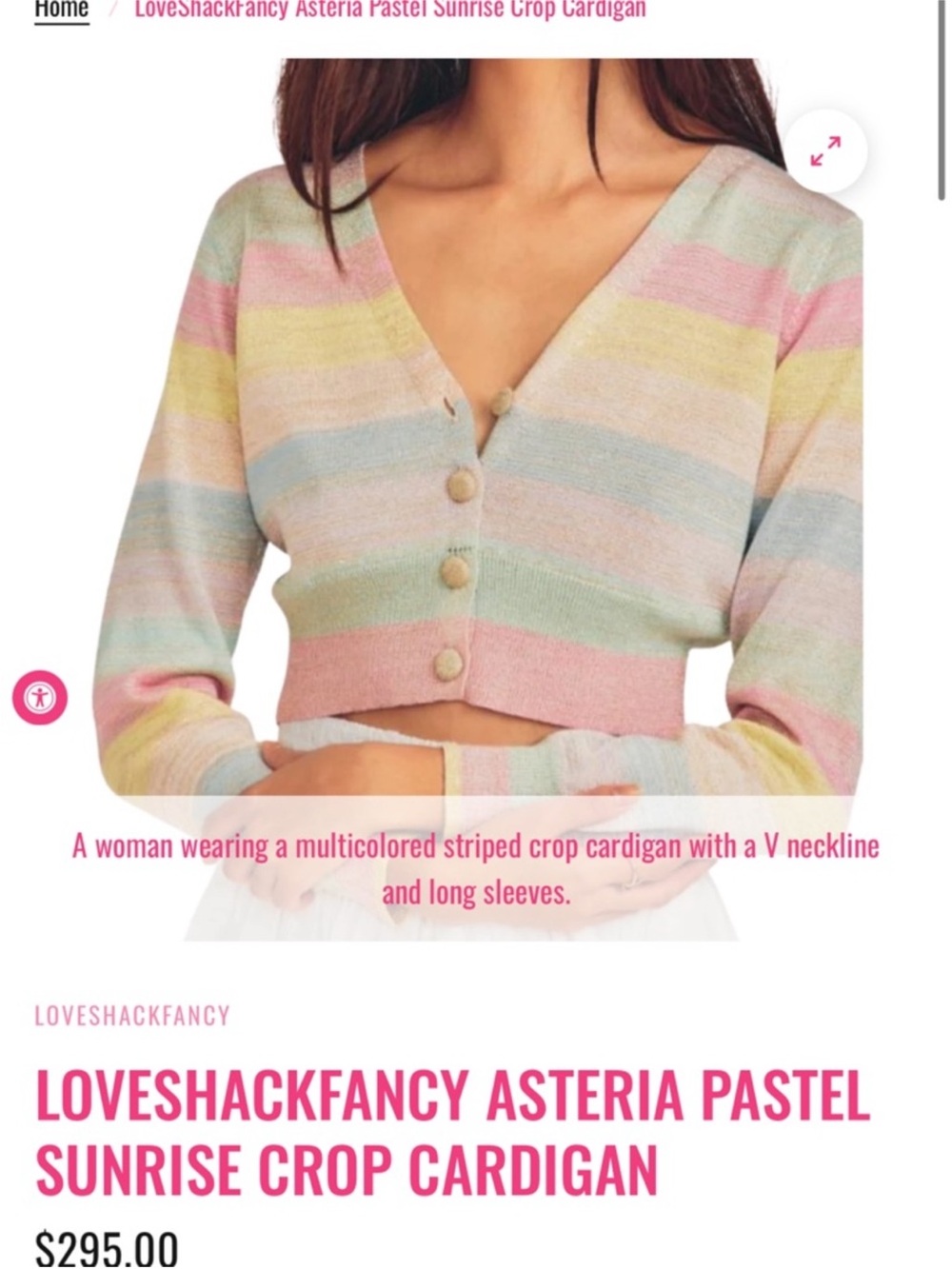LoveShackFancy stripped cardigan size medium A00334 - Picture 6 of 6